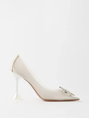 Amina Muaddi Begum Crystal PVC Pumps (White)