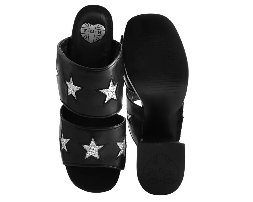 Black & Silver Star Strappy Marley Heel