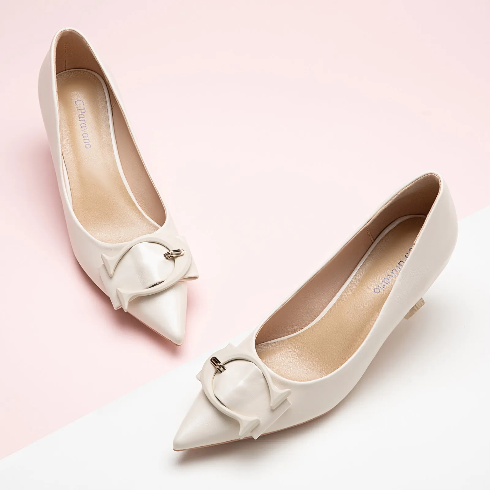 C Buckle Pumps (Olivia) White