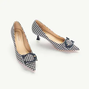 C Buckle Tweed Pumps (Olivia) Houndstooth