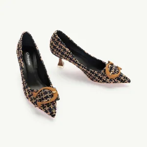 C Buckle Tweed Pumps (Olivia）Orange