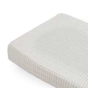 Cotton Muslin Changing Pad Cover - Tan Gingham