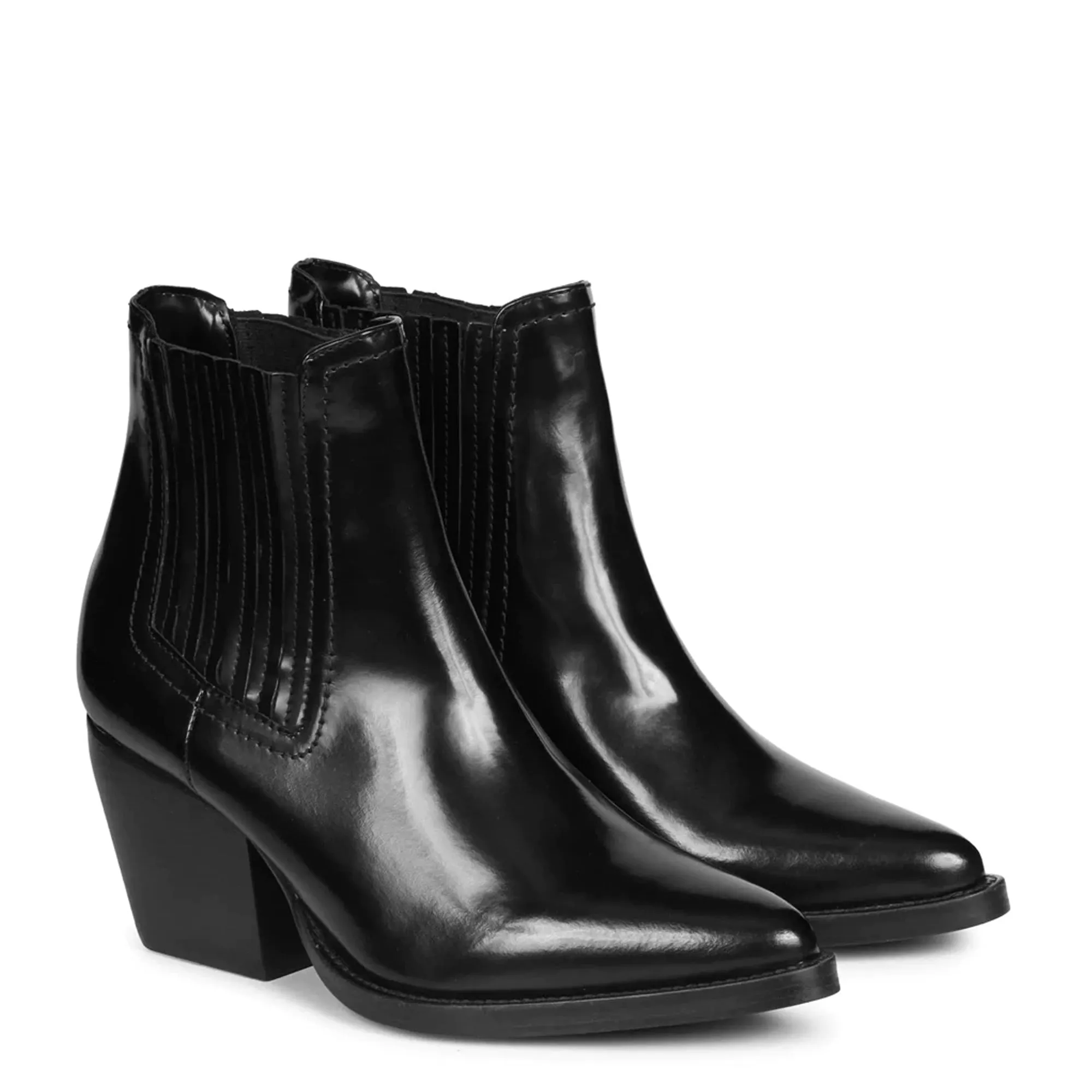 Eleanor Black Patent Leather Chelsea Boots