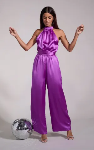 Jovina Halterneck Jumpsuit in Vibrant Purple