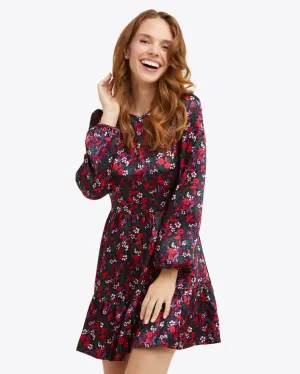 Long Sleeve Shift Dress in Scarlet Floral