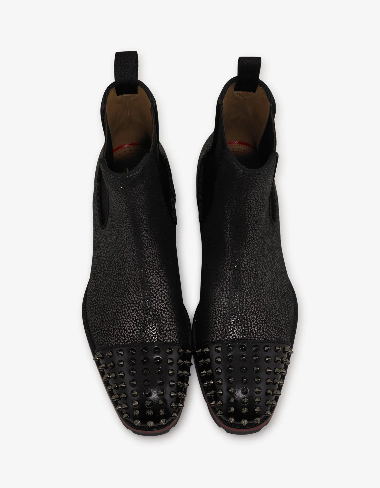 Melon Spikes Flat Cracked Glitter Chelsea Boots -