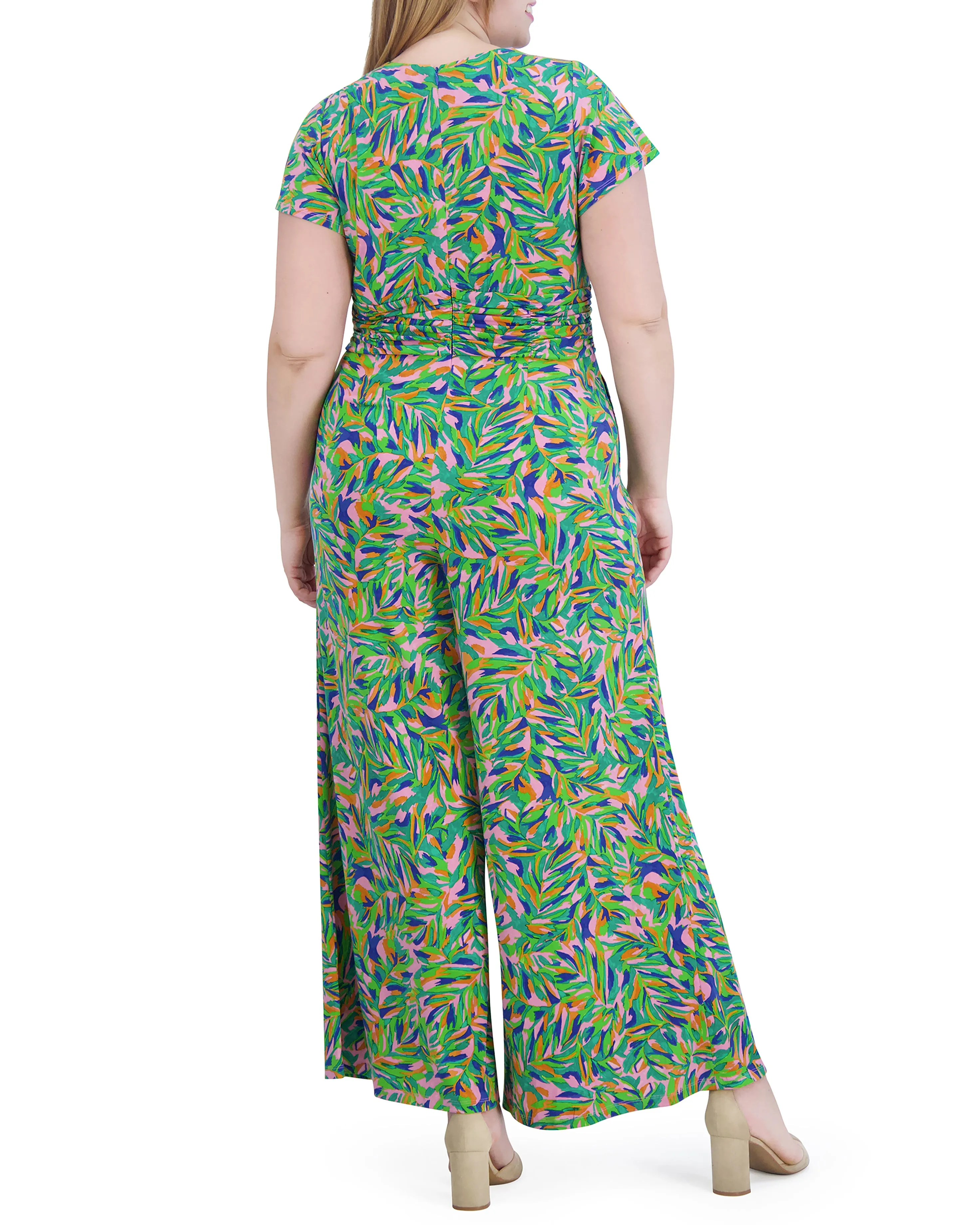 Plus-Size Printed Twist-Detail Jumpsuit