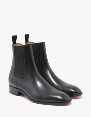 Samson Flat Black Leather Chelsea Boots -