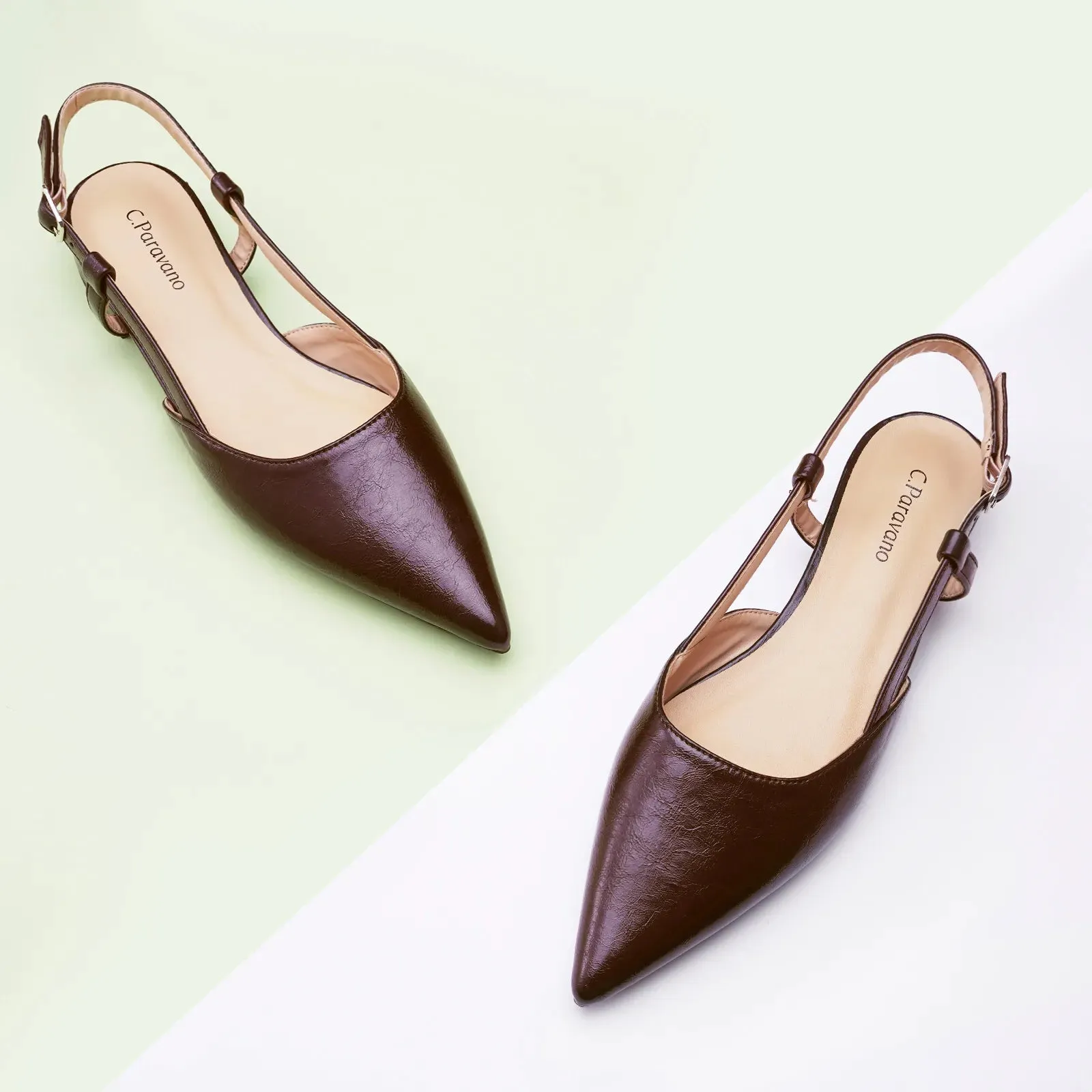 Sleek Pointed Toe Chic Slingback Flats