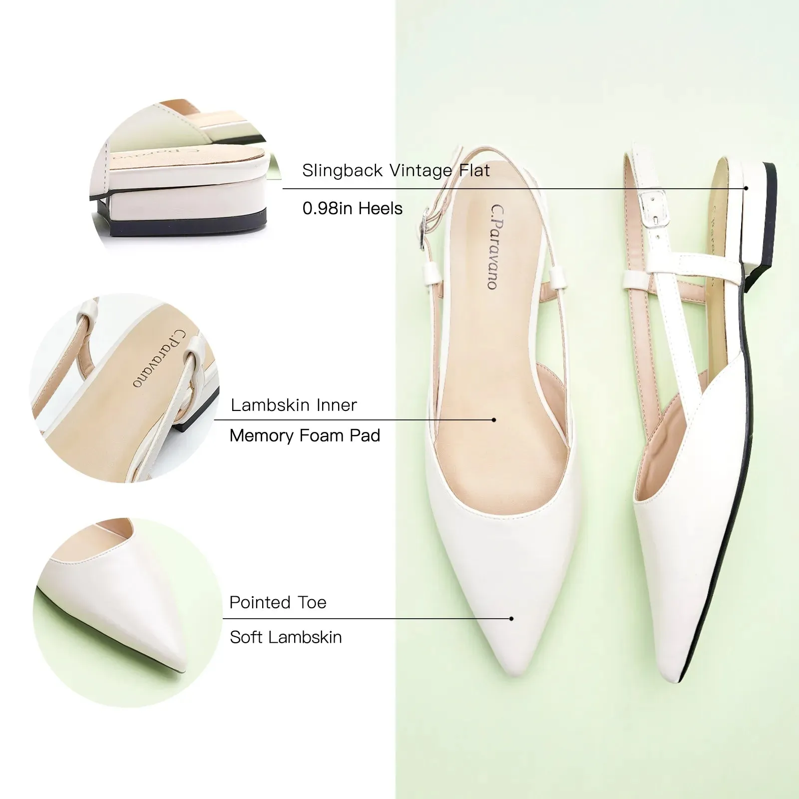 Sleek Pointed Toe Chic Slingback Flats