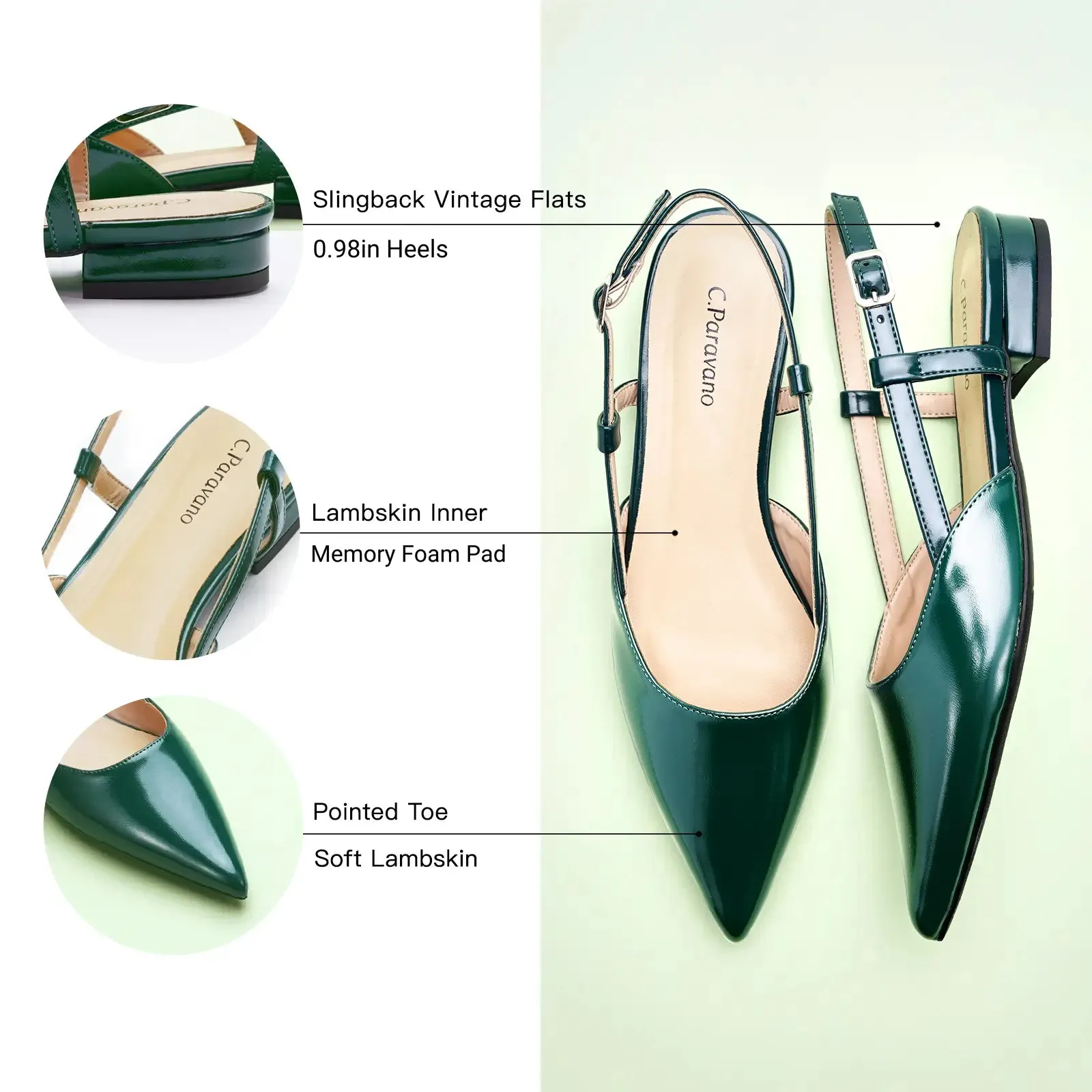 Sleek Pointed Toe Chic Slingback Flats