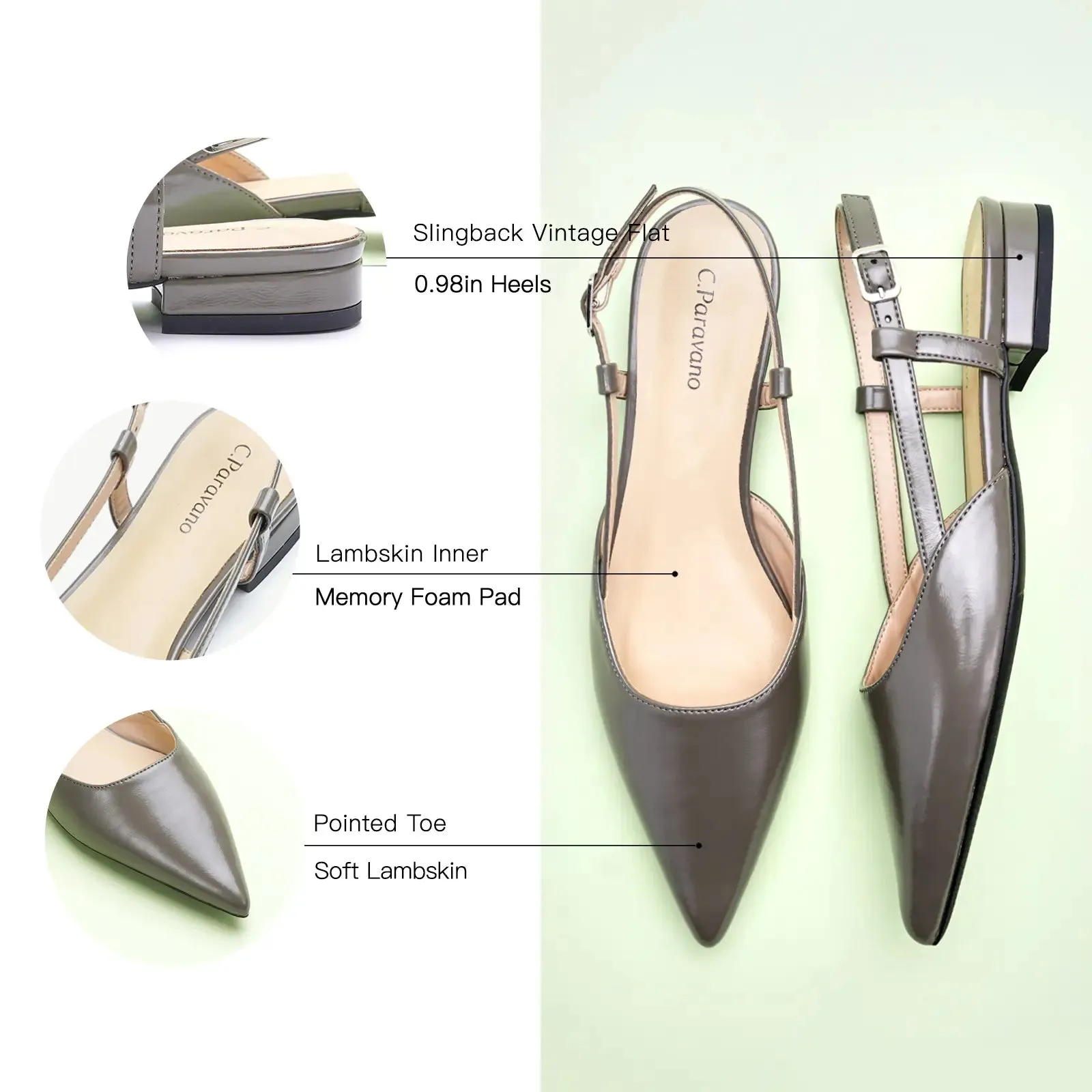 Sleek Pointed Toe Chic Slingback Flats