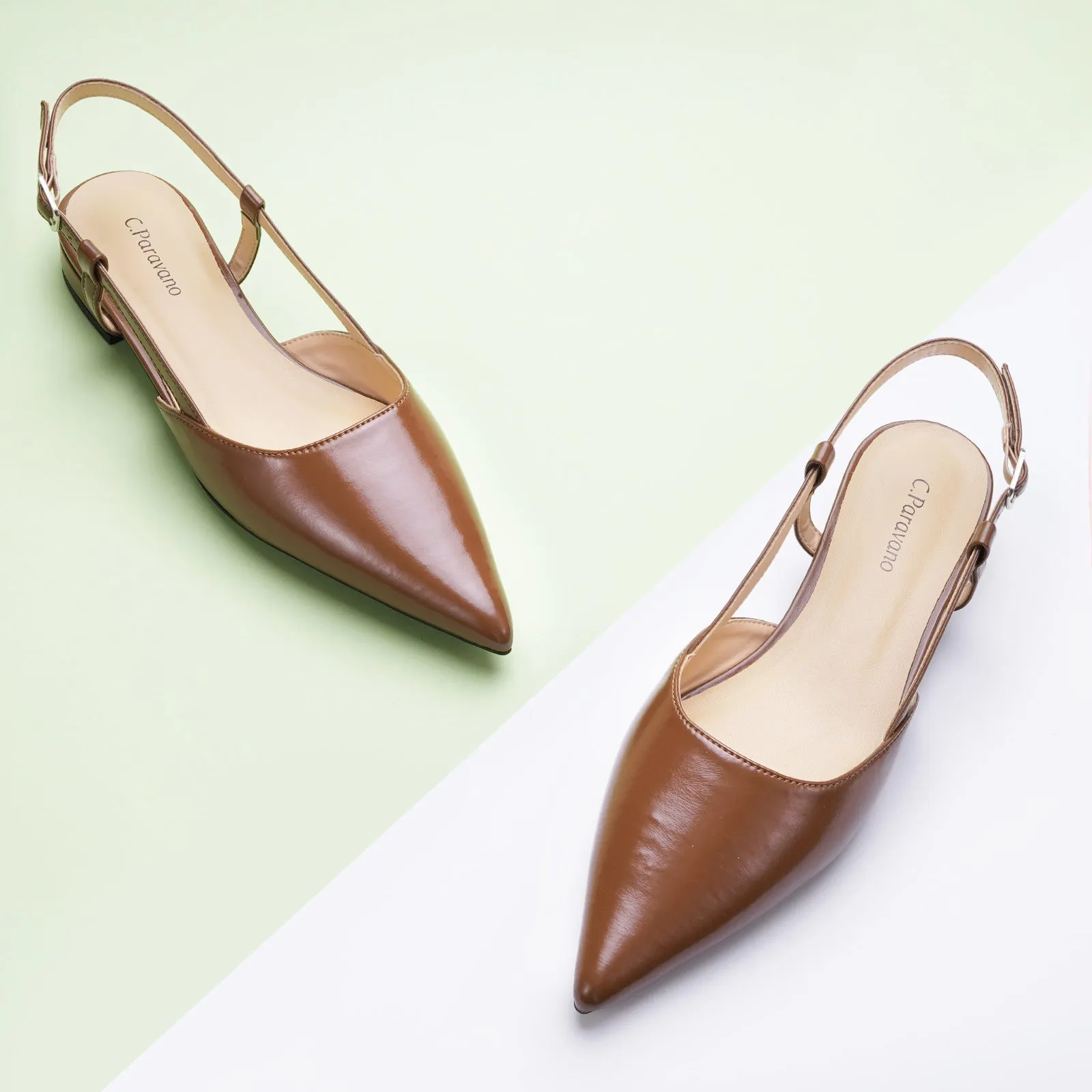 Sleek Pointed Toe Chic Slingback Flats