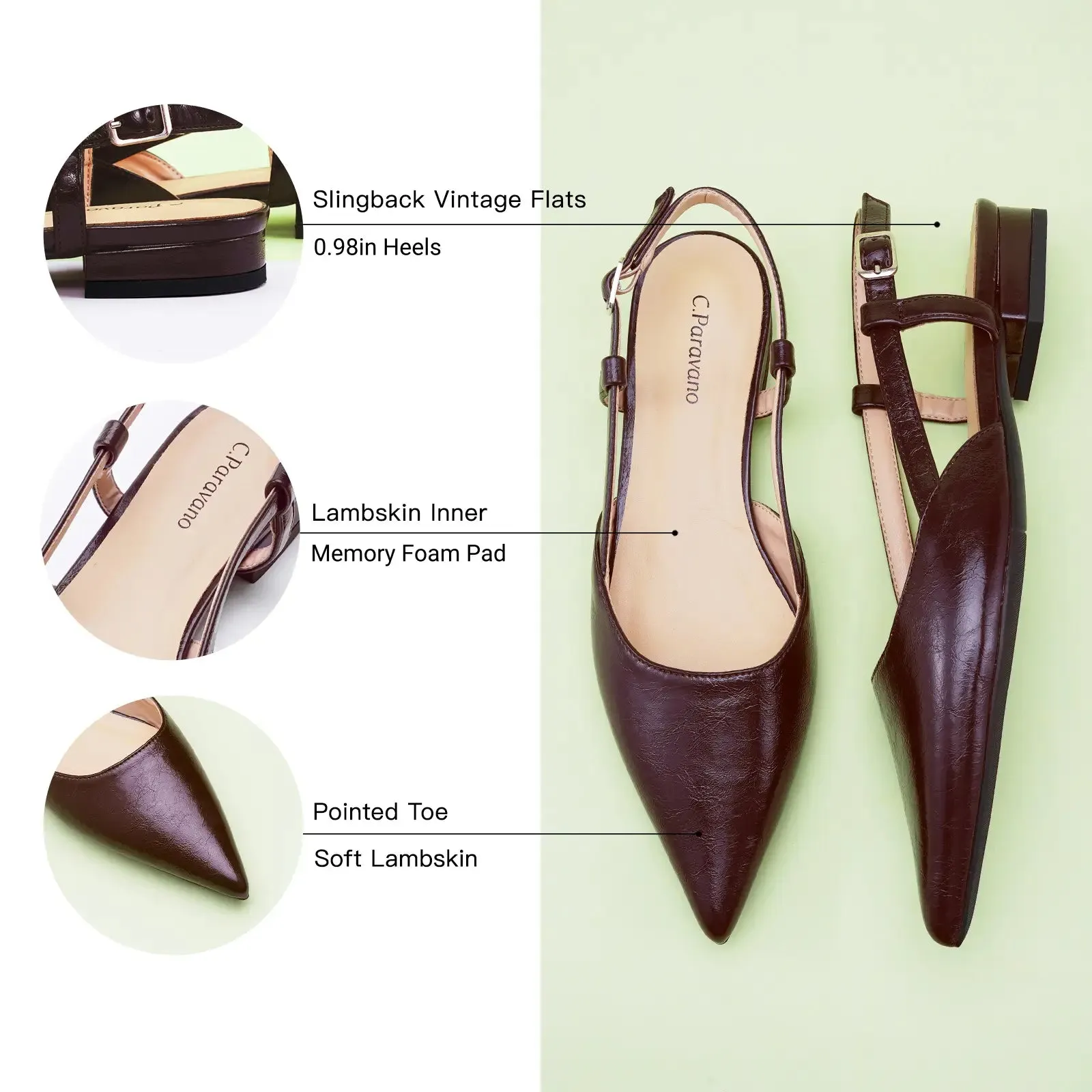 Sleek Pointed Toe Chic Slingback Flats