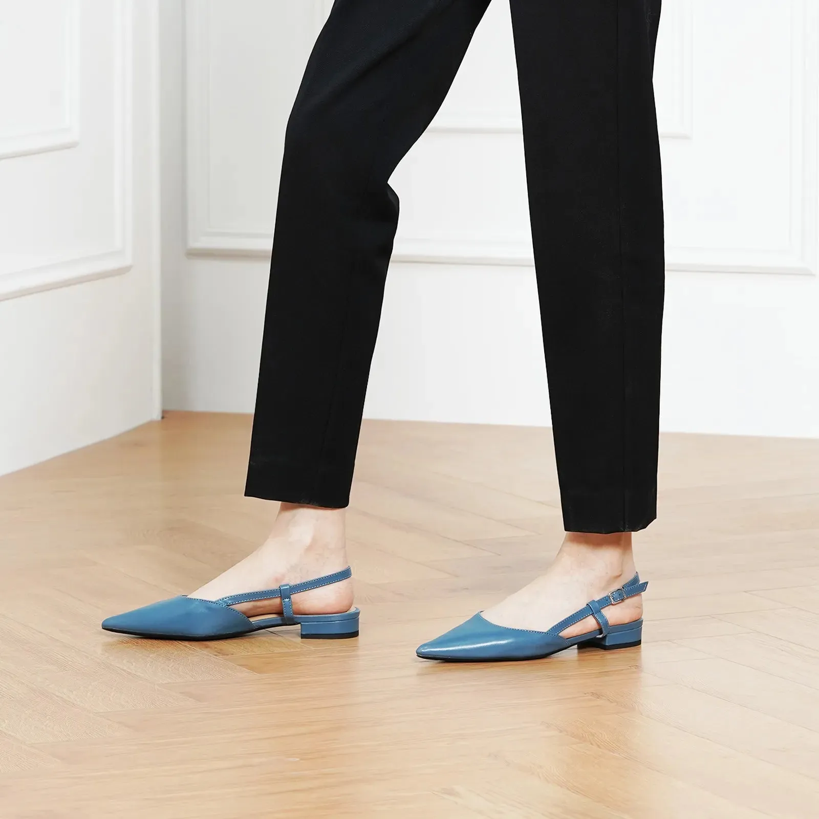 Sleek Pointed Toe Chic Slingback Flats