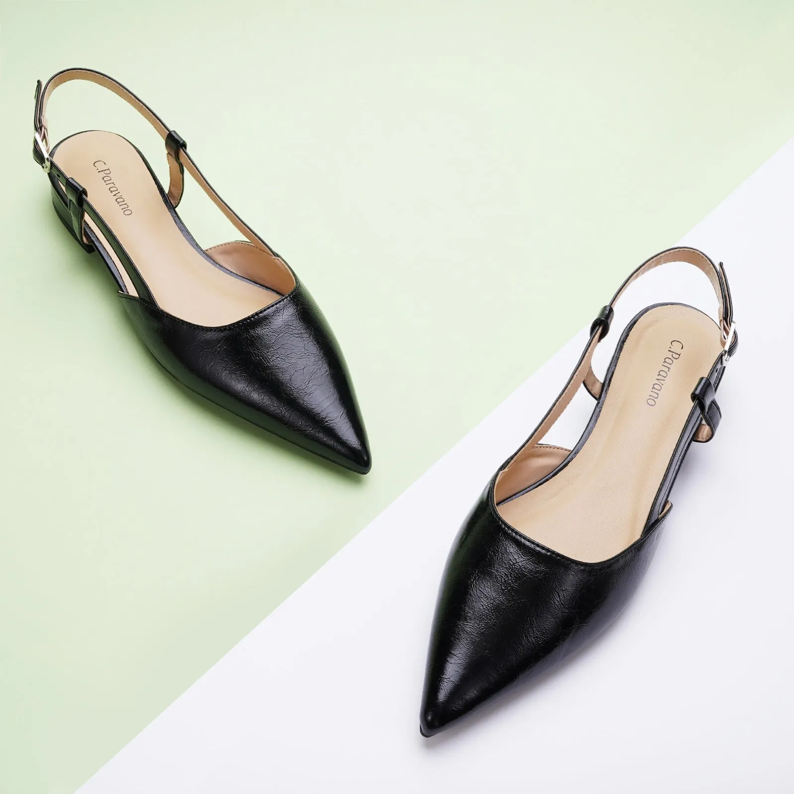 Sleek Pointed Toe Chic Slingback Flats