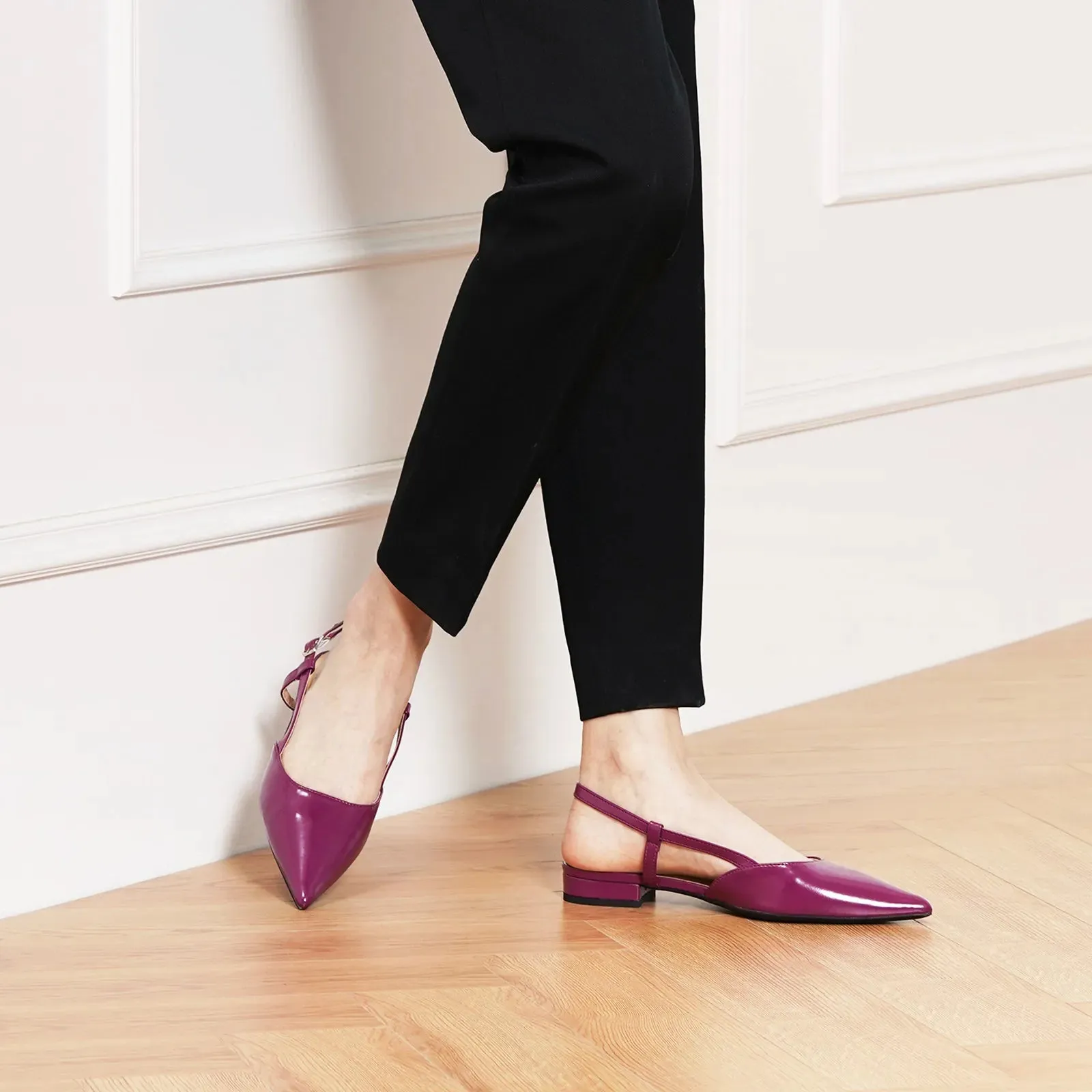 Sleek Pointed Toe Chic Slingback Flats