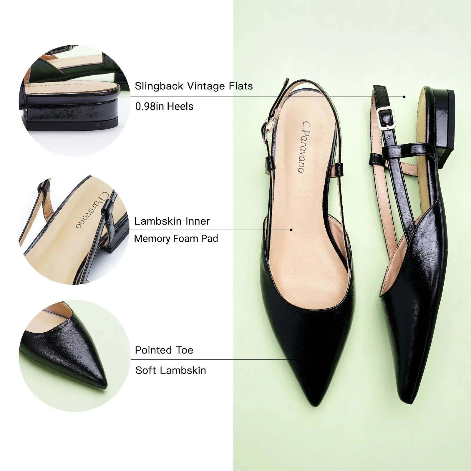 Sleek Pointed Toe Chic Slingback Flats