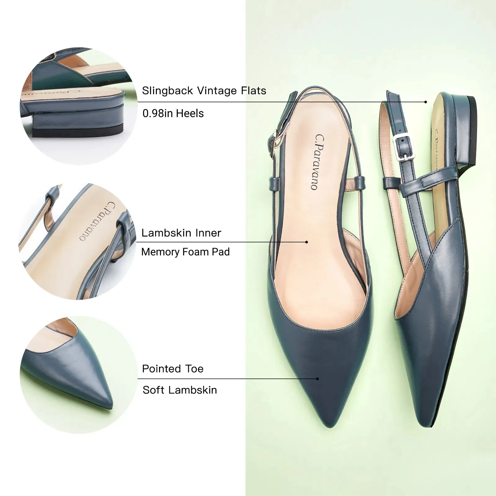 Sleek Pointed Toe Chic Slingback Flats