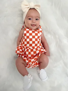 Tangerine Checkerboard / Organic Peplum Set