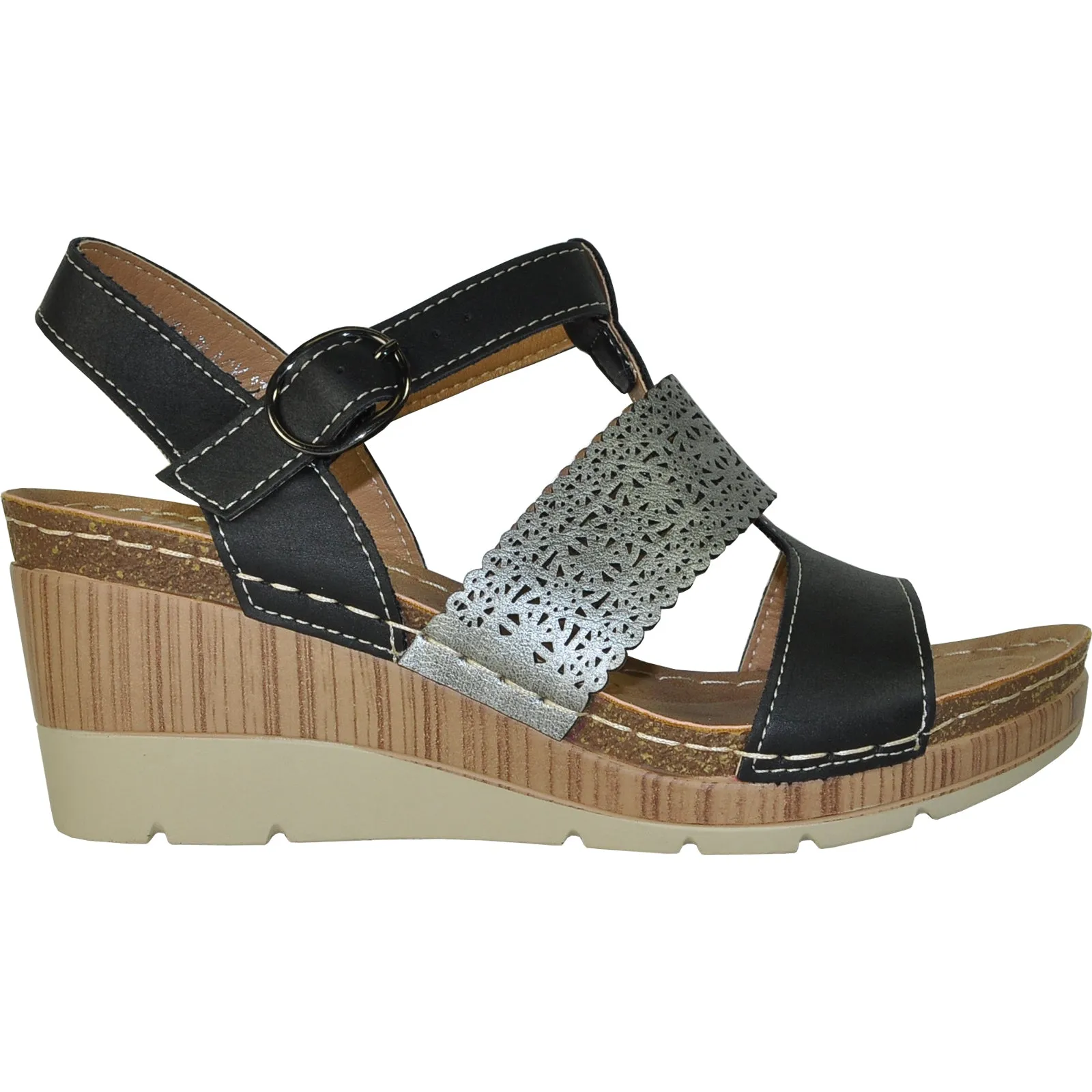 VANGELO Women Sandal FAITH Wedge Sandal Black